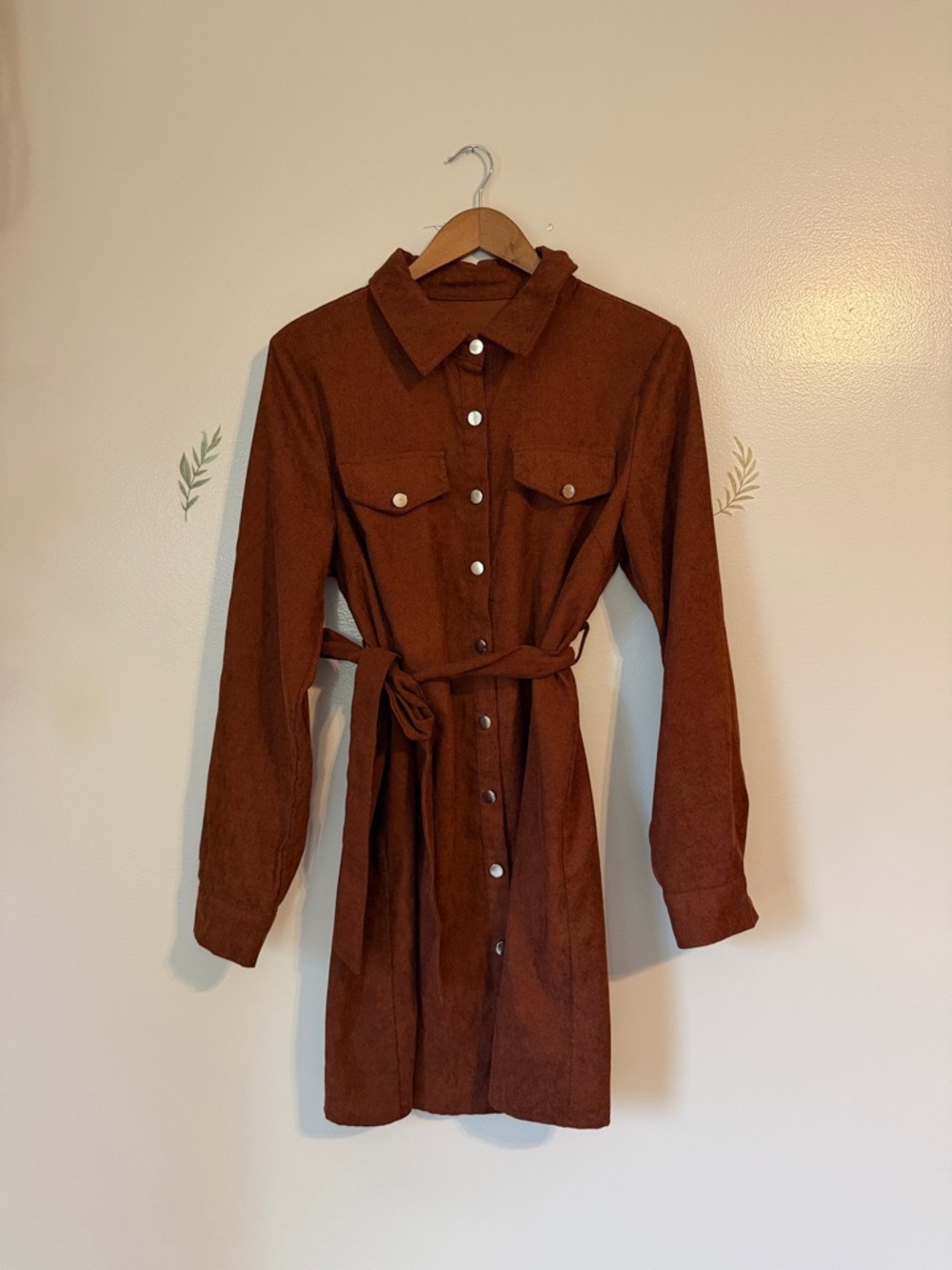 Brown Belted Shirt Dress - Women's Festival